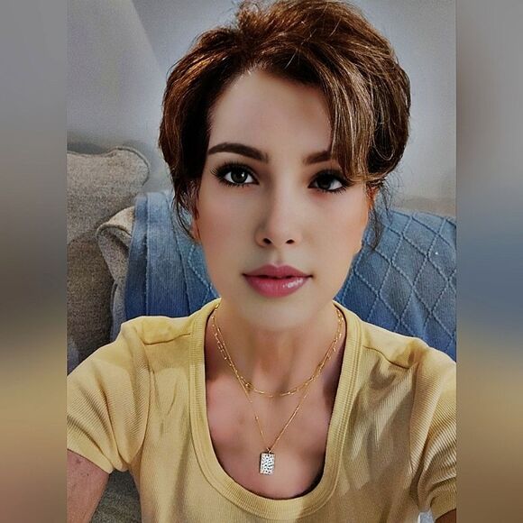 #Touchstone Golden Crystal Hammered Rect Pendant Dble Chain Necklace #NWOT #NIB - Picture 3 of 8